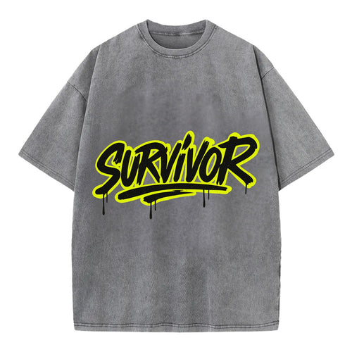 Bold typography design - SURVIVOR - overcomer, still standing, made it through - Vintage T-shirt