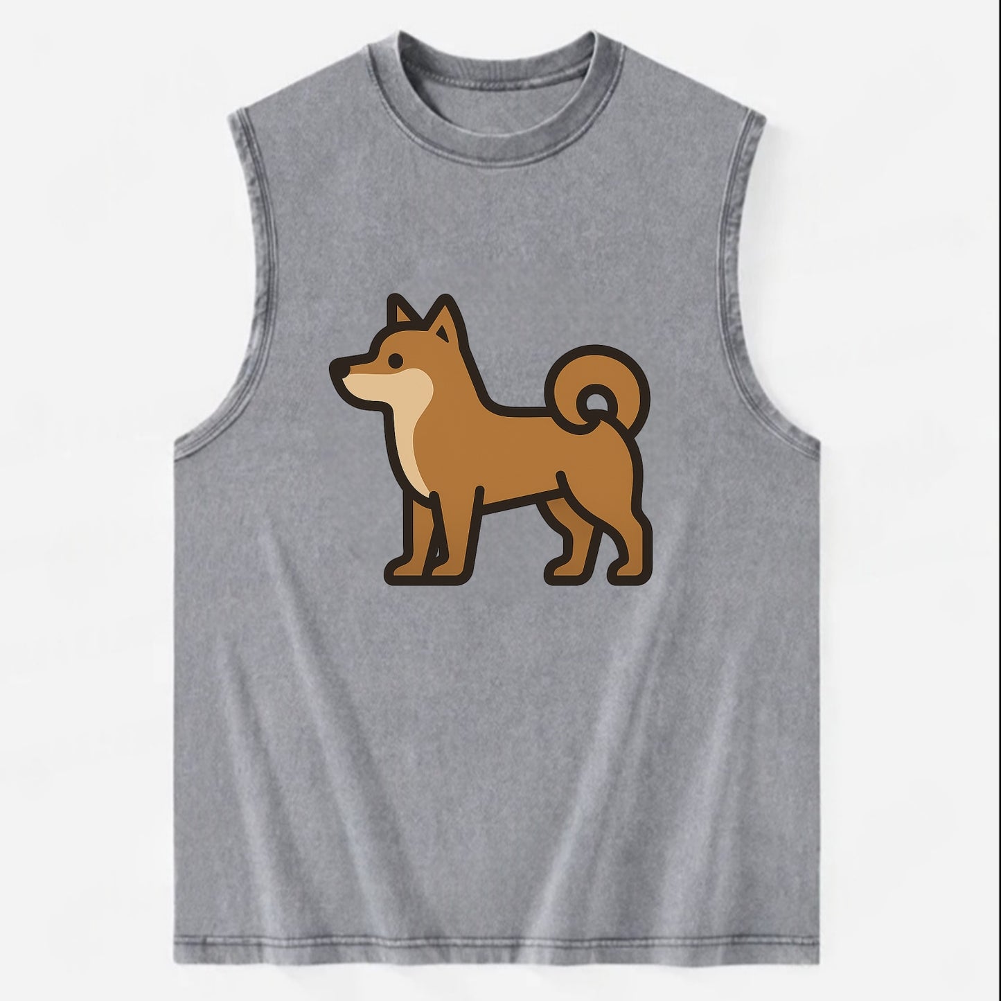 Shiba Inu - Red sesame flat side profile - Vintage Washed Tank - Grey