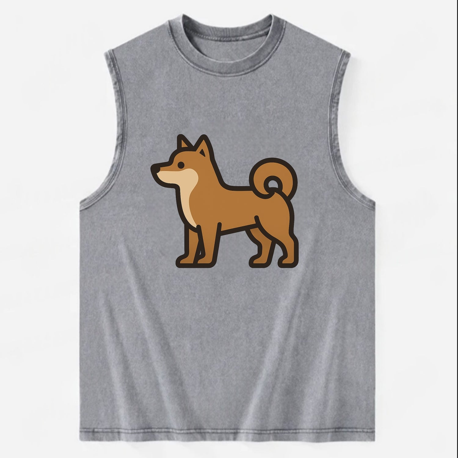Shiba Inu - Red sesame flat side profile - Vintage Washed Tank - Grey