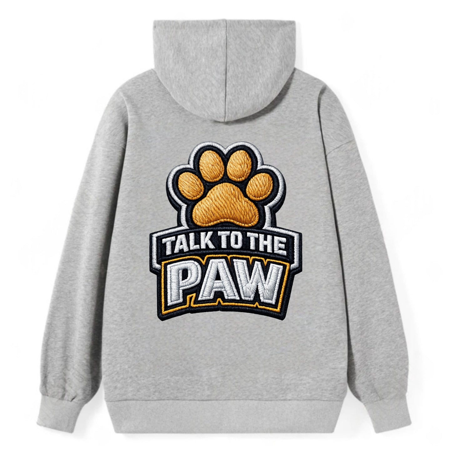 TALK TO THE PAW - raised paw in tan , sassy pet - Classic Pullover Hoodie - Grey