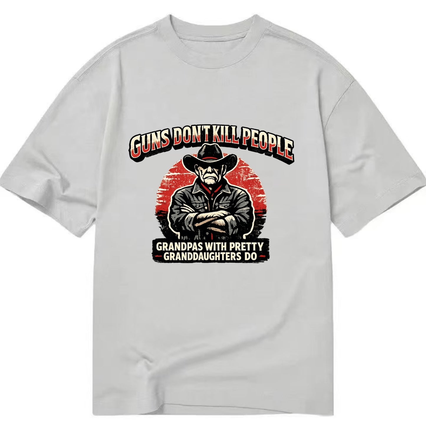 Grandpas Pretty Granddaughters - Cowboy - Classic T-shirt - Grey