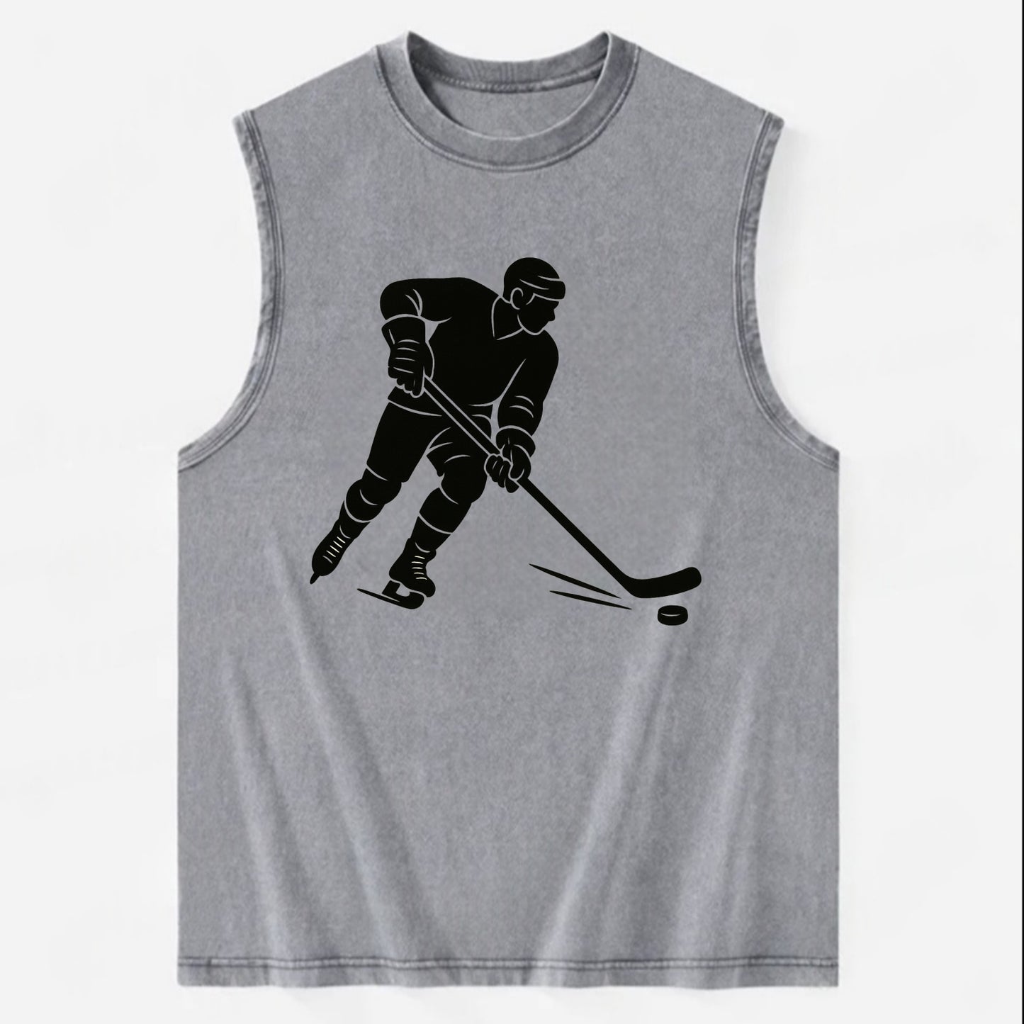 Ice hockey player shooting puck - Vintage Washed Tank - Grey