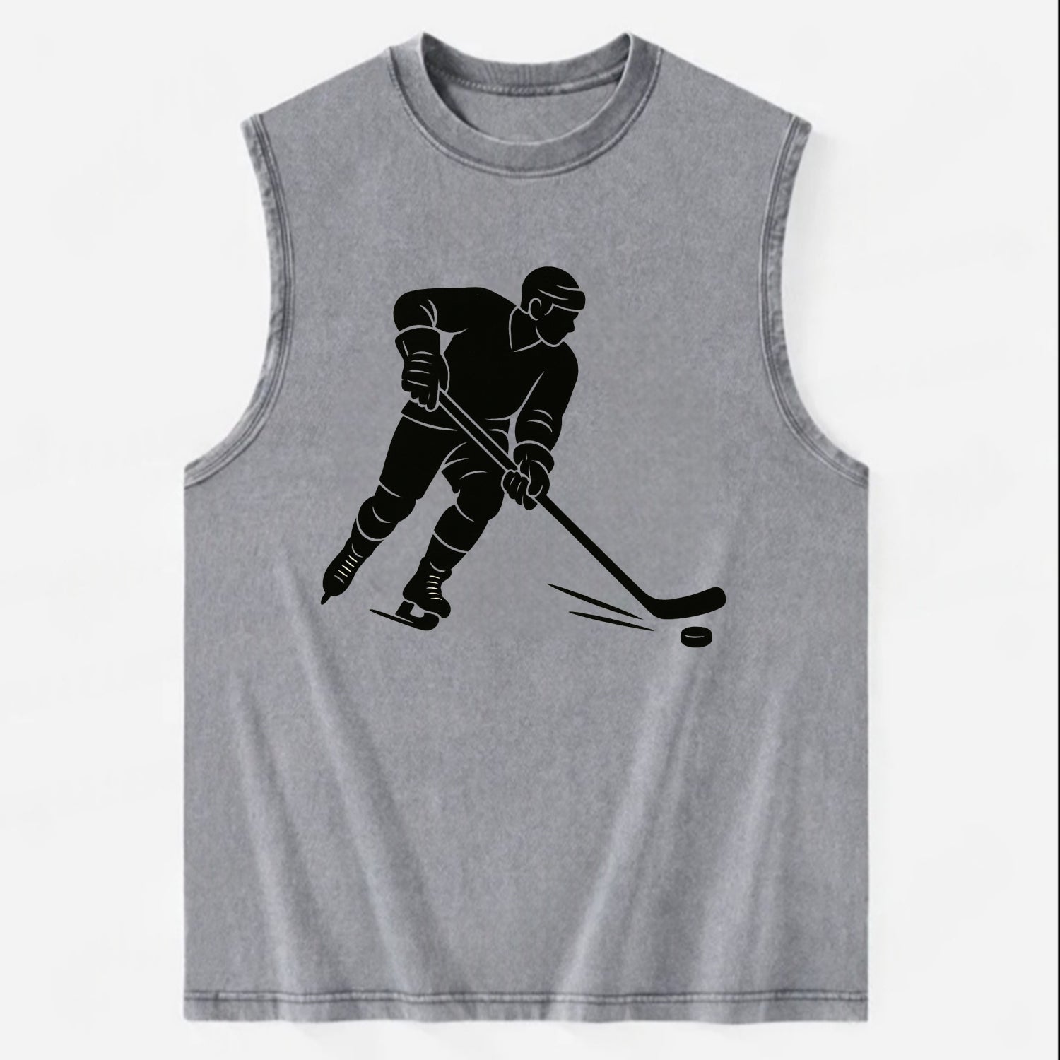 Ice hockey player shooting puck - Vintage Washed Tank - Grey