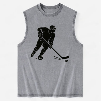 Ice hockey player shooting puck - Vintage Washed Tank - Grey