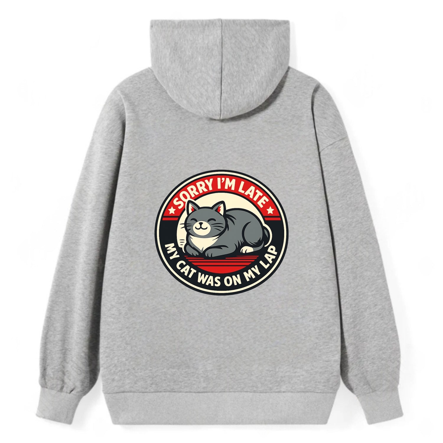 Charming Cat Loaf Excuse Emblem - Classic Pullover Hoodie - Grey
