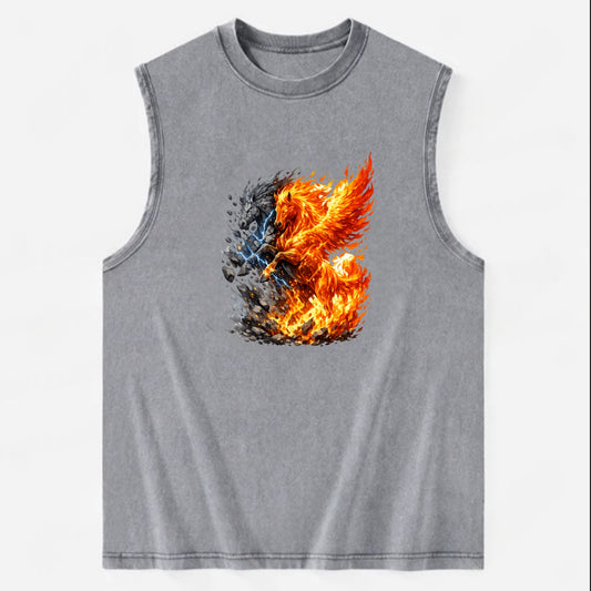 THUNDER FIRE | Horse combining lightning and flame | Electric fire | Storm - Vintage Washed Tank - Grey