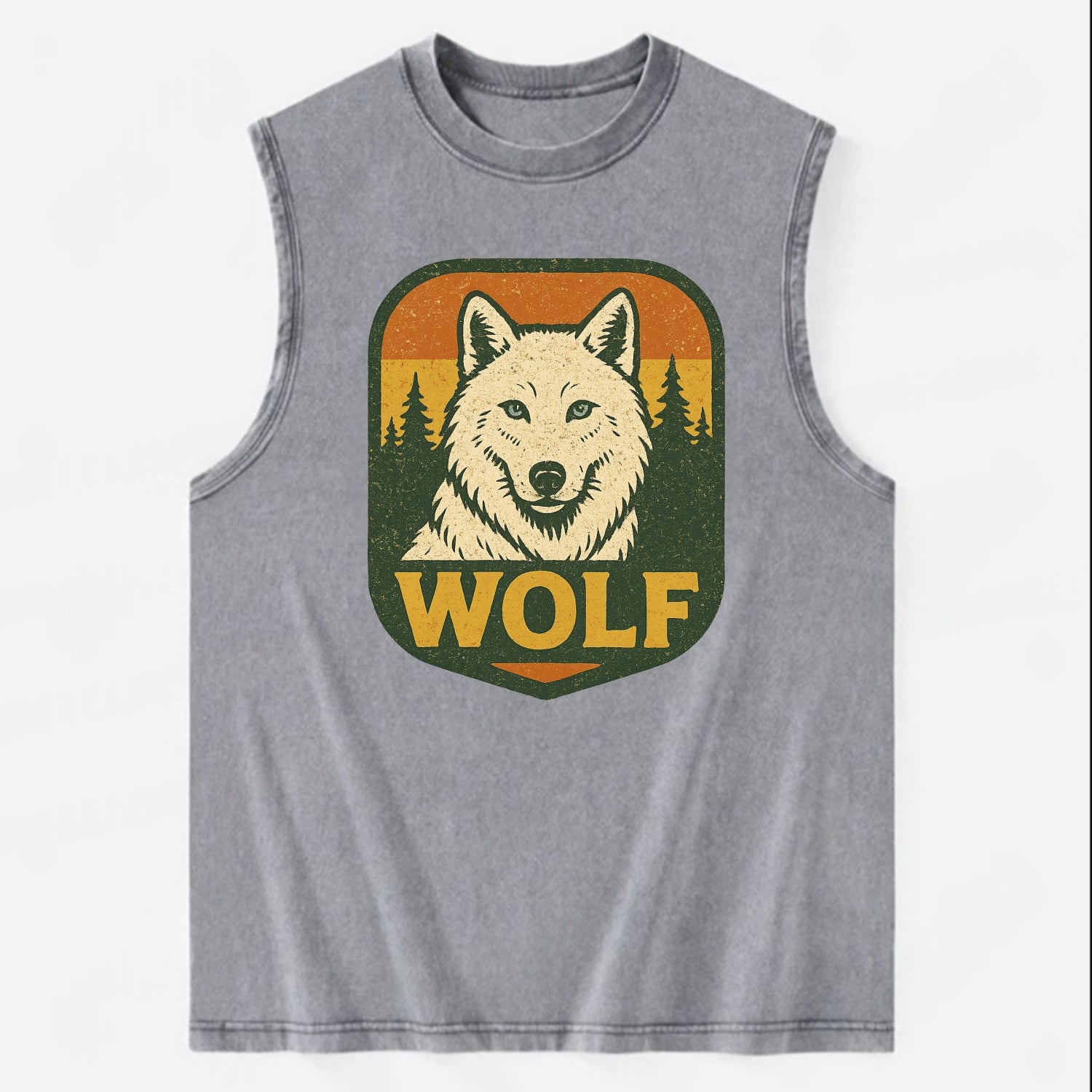 Arctic White Wolf  - Vintage Washed Tank - Grey
