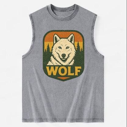 Arctic White Wolf  - Vintage Washed Tank - Grey