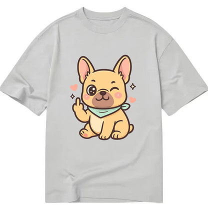 French Bulldog sitting with bat ears up, strong paw with sass - Classic T-shirt - Grey