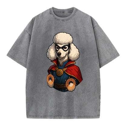 Poodle Doctor Strange  - Vintage T-shirt - Grey
