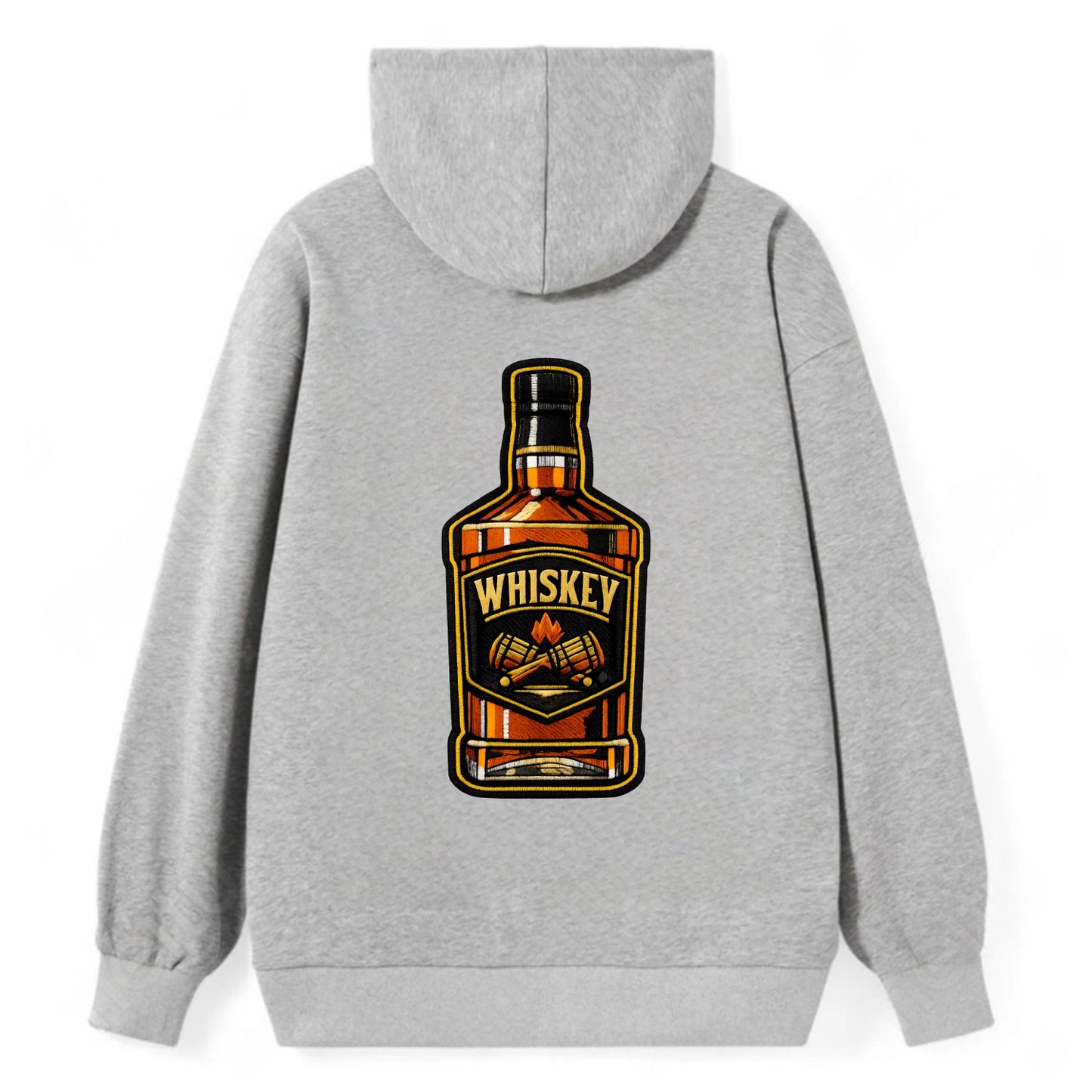 WHISKEY BOTTLE - bourbon bottle in amber and gold , spirits connoisseur - Classic Pullover Hoodie - Grey