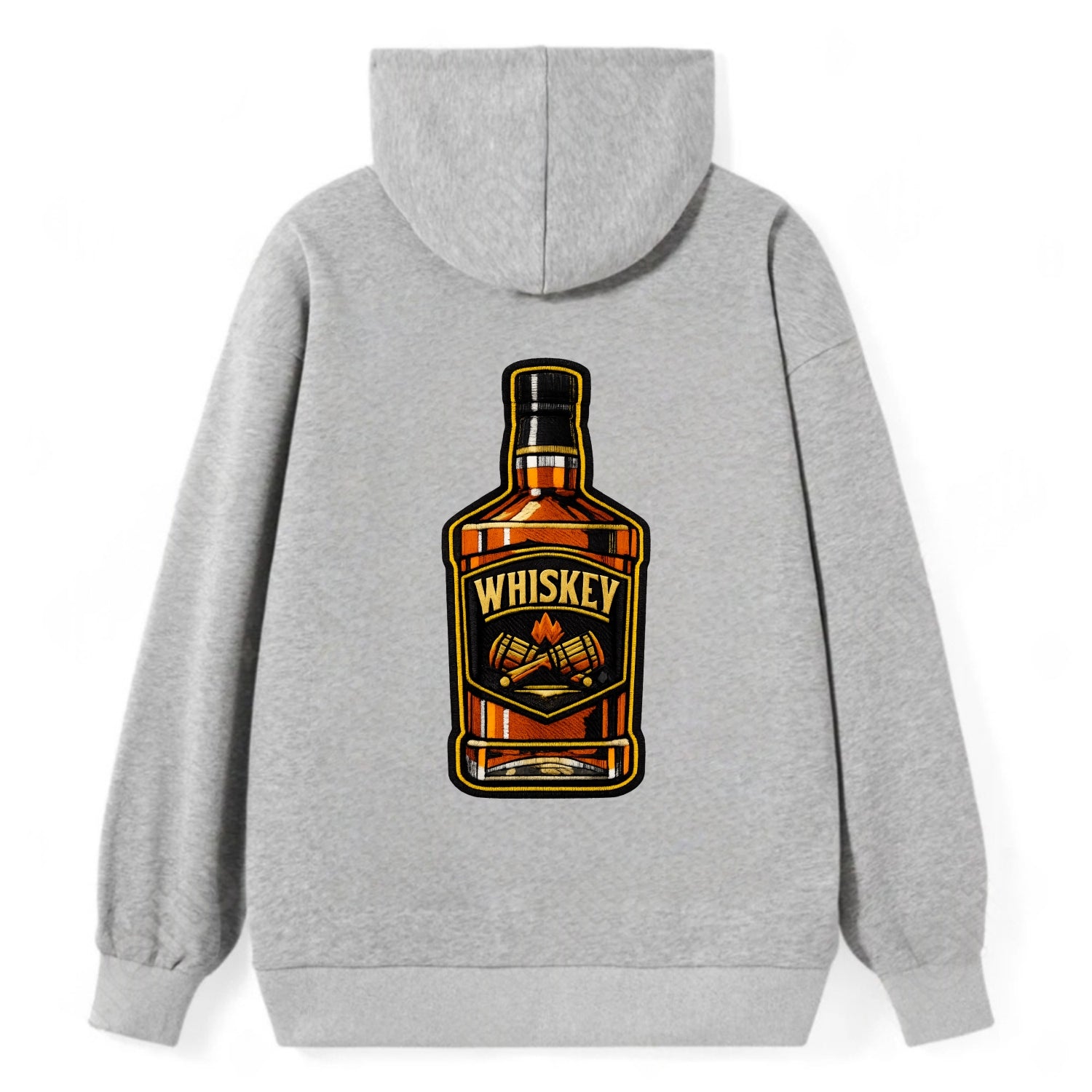 WHISKEY BOTTLE - bourbon bottle in amber and gold , spirits connoisseur - Classic Pullover Hoodie - Grey