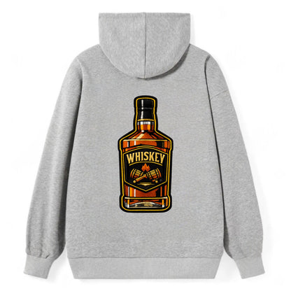 WHISKEY BOTTLE - bourbon bottle in amber and gold , spirits connoisseur - Classic Pullover Hoodie - Grey