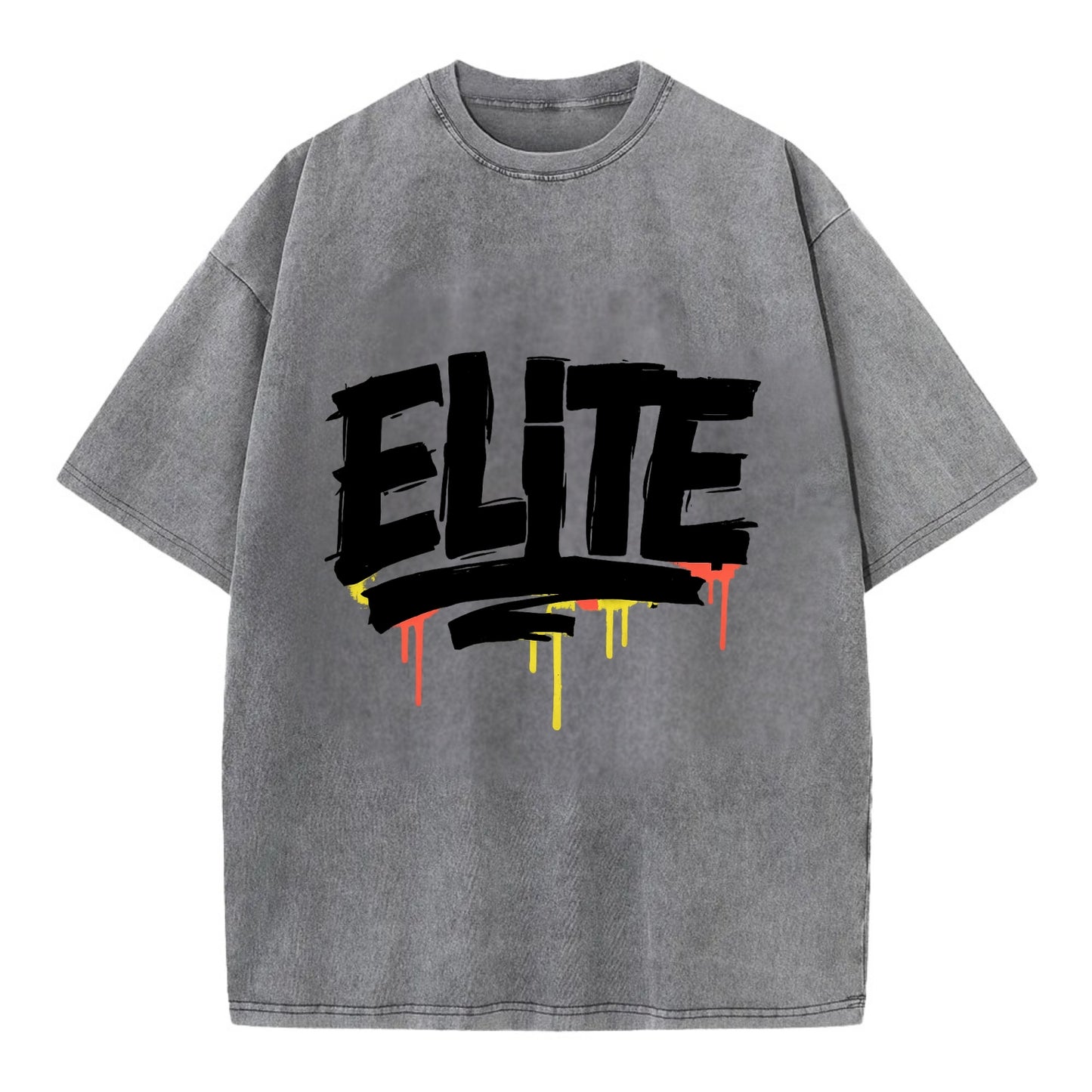Bold typography design - "ELITE" - top tier, highest level - Vintage T-shirt - Grey