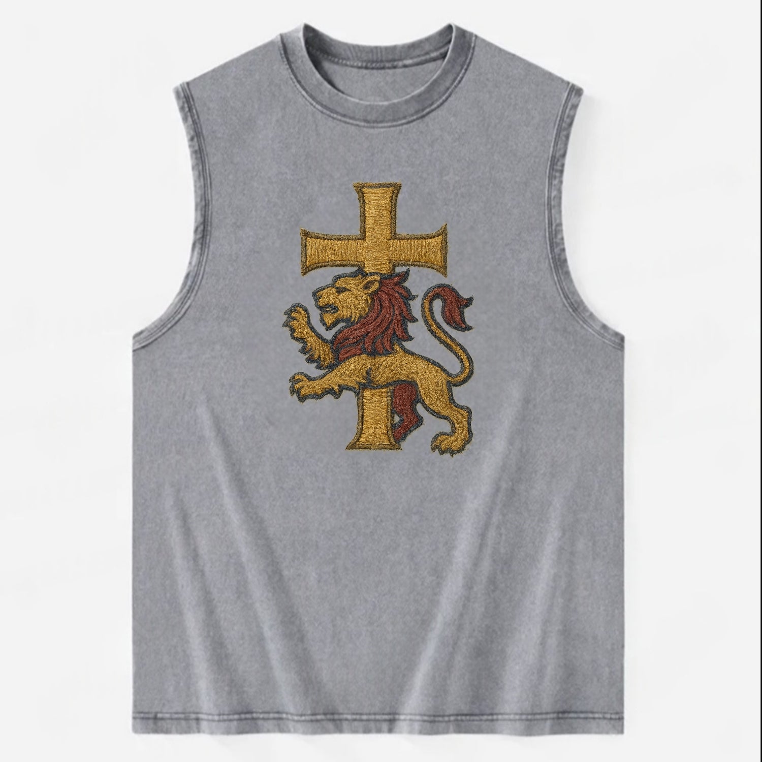 Lion and Cross  - Vintage Washed Tank - Grey