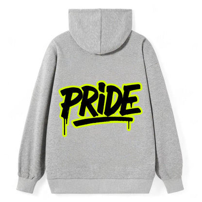 Bold typography design - "PRIDE" - dignified satisfaction, honor - Classic Pullover Hoodie - Grey