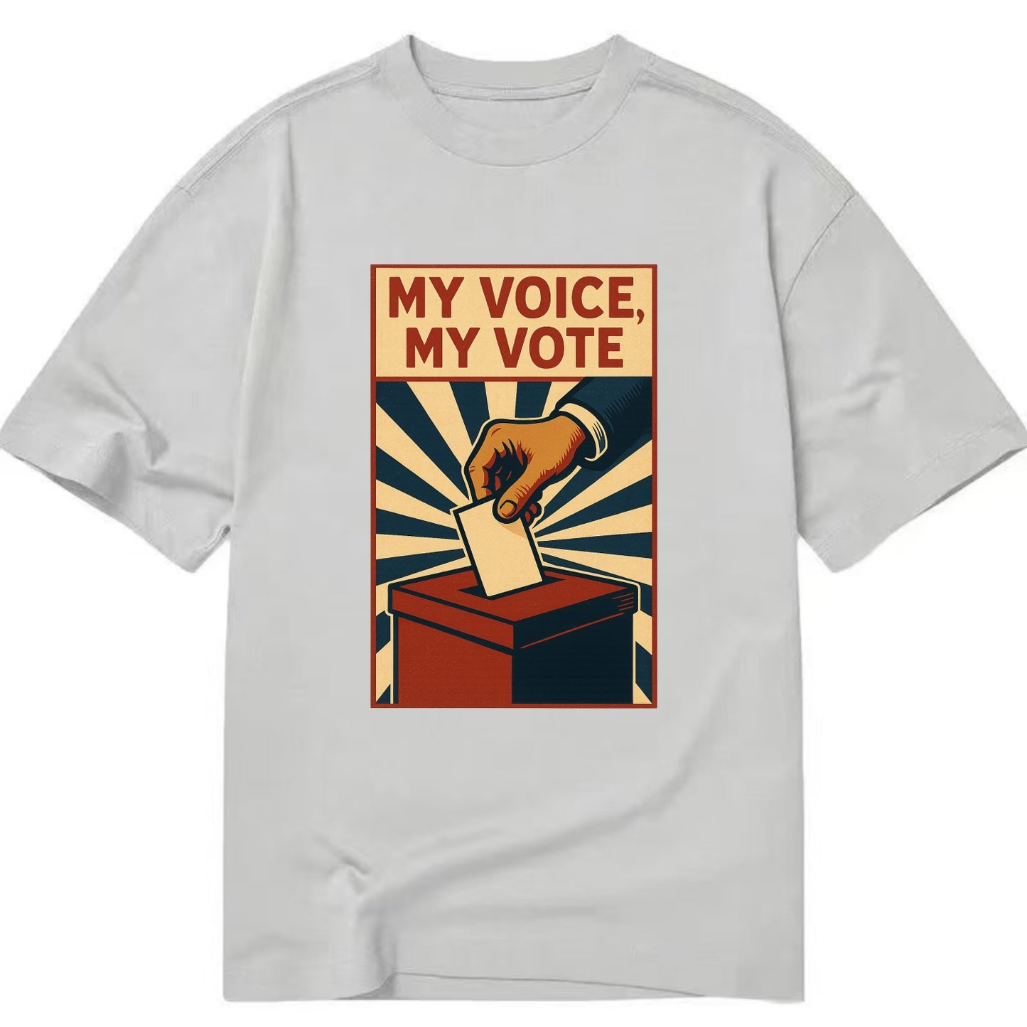 Hand dropping ballot into box with determination - "My Voice, My Vote" - - Classic T-shirt - Grey