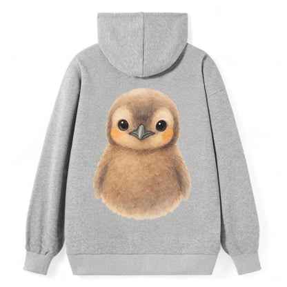 Baby King Penguin - orange cheek patches, fluffy brown, large eyes, - Classic Pullover Hoodie - Grey