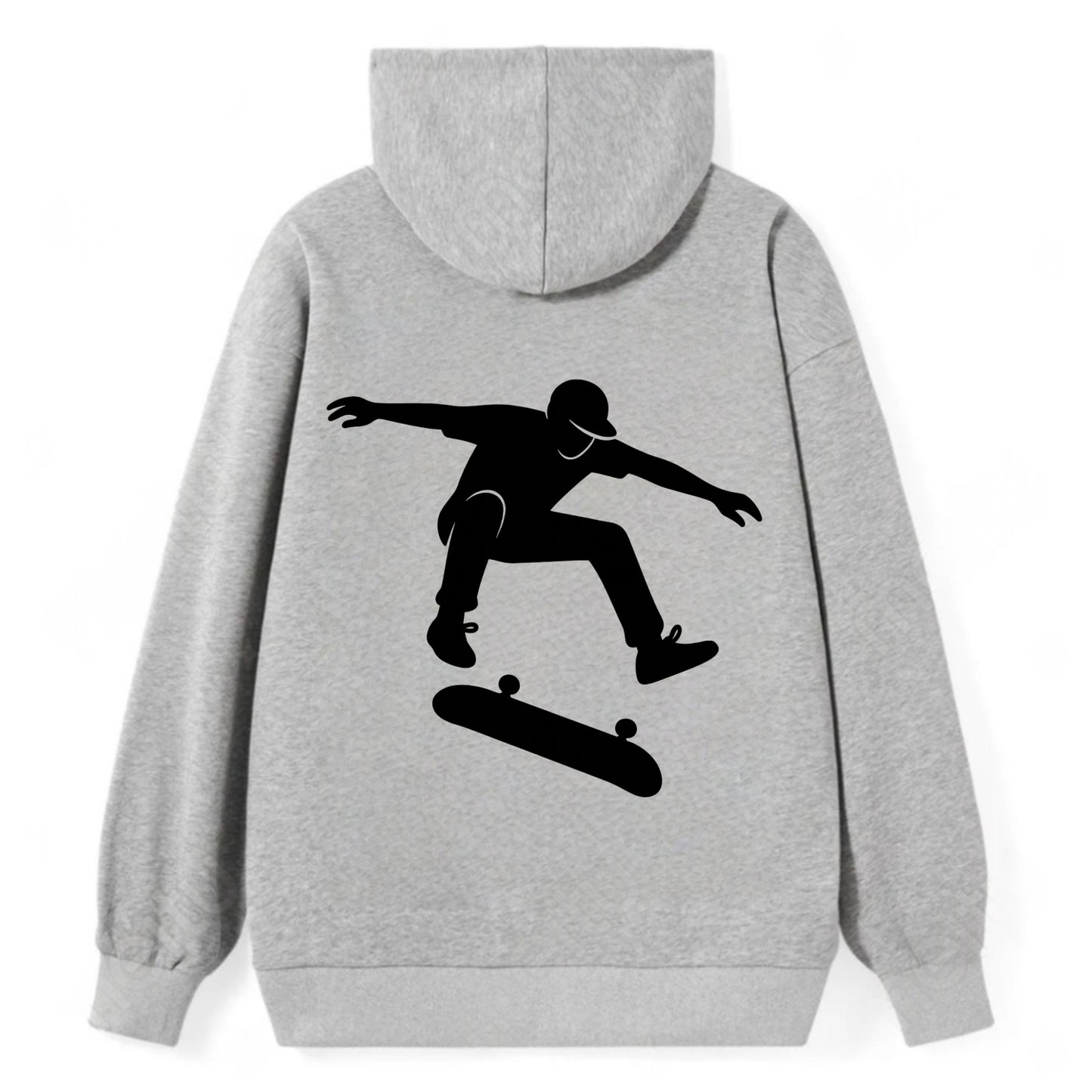 Skateboarder doing kickflip trick - Classic Pullover Hoodie - Grey
