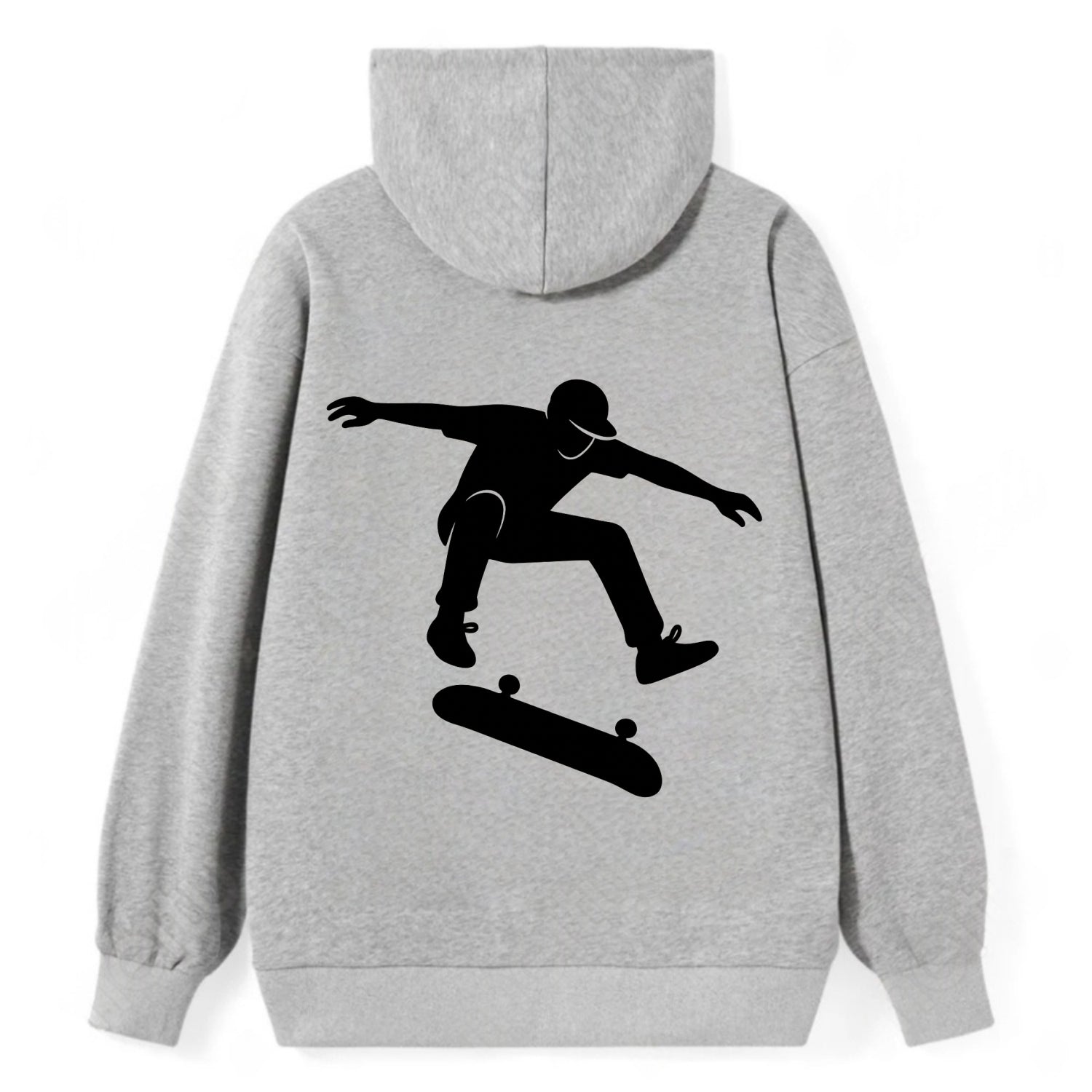 Skateboarder doing kickflip trick - Classic Pullover Hoodie - Grey