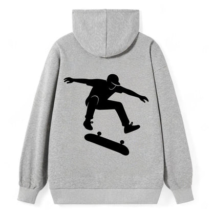 Skateboarder doing kickflip trick - Classic Pullover Hoodie - Grey