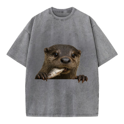 River Otter  - Vintage T-shirt - Grey