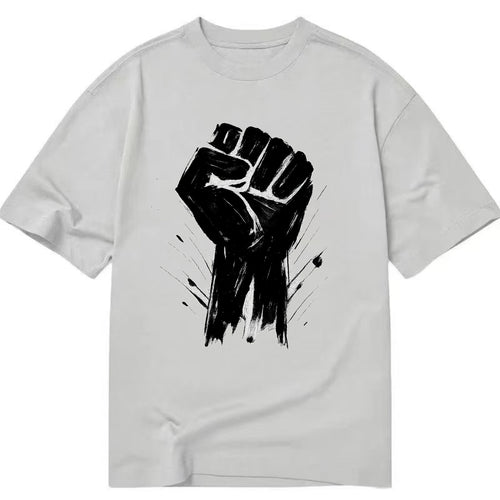 Raised fist in bold black ink brushstrokes - symbol of solidarity and resistance - Classic T-shirt