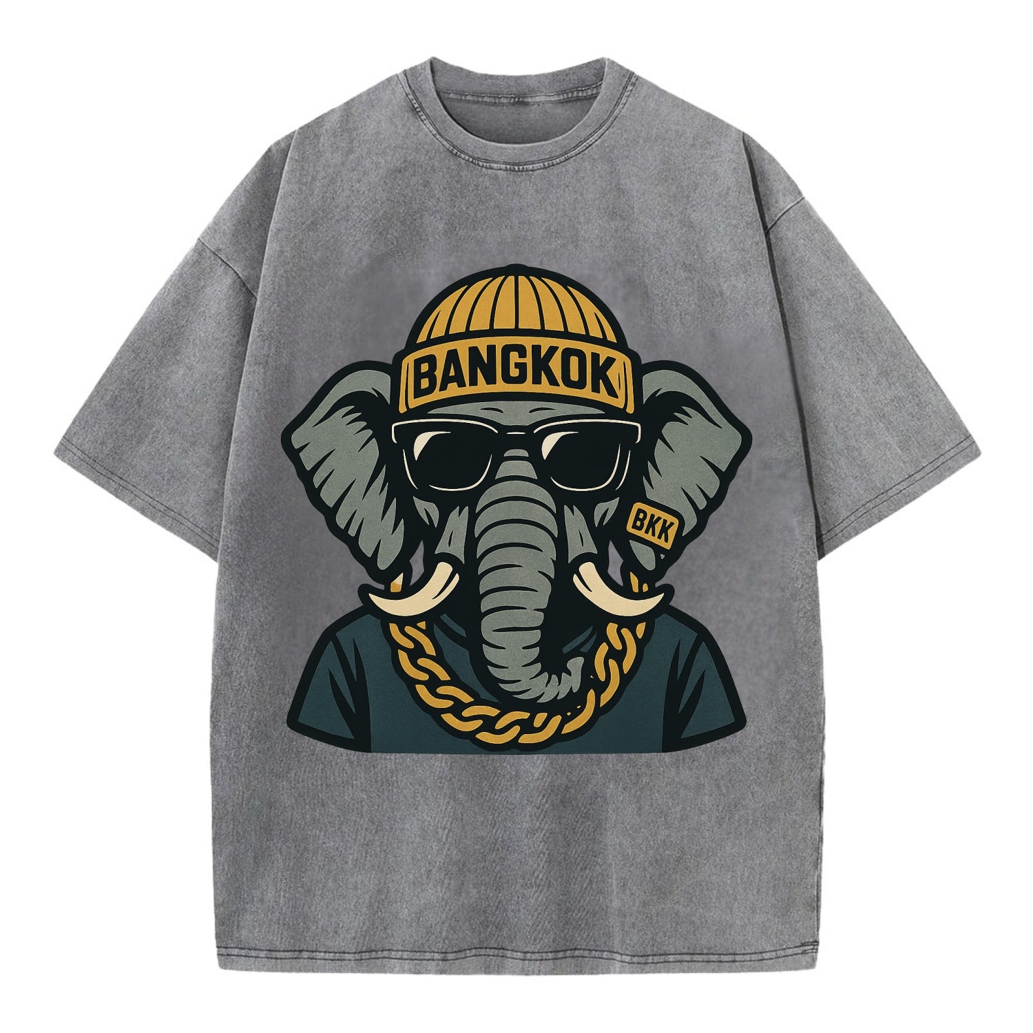 Bangkok Elephant - Vintage T-shirt - Grey