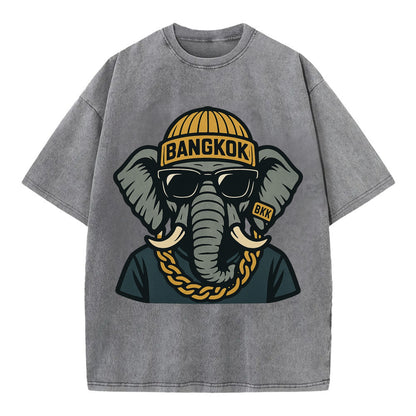Bangkok Elephant - Vintage T-shirt - Grey