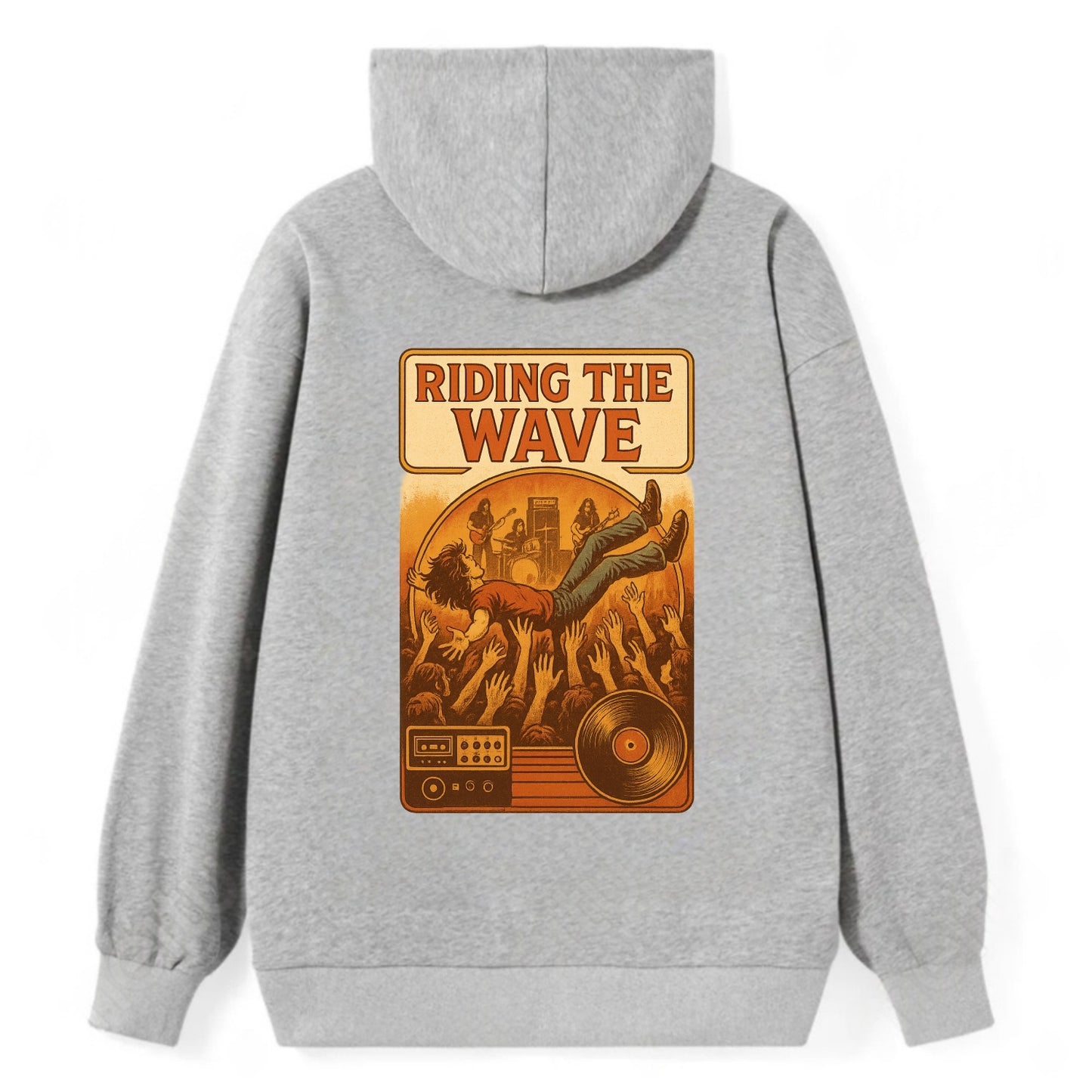 Crowd surfing at packed concert - "Riding the Wave" - concert energy - Classic Pullover Hoodie - Grey