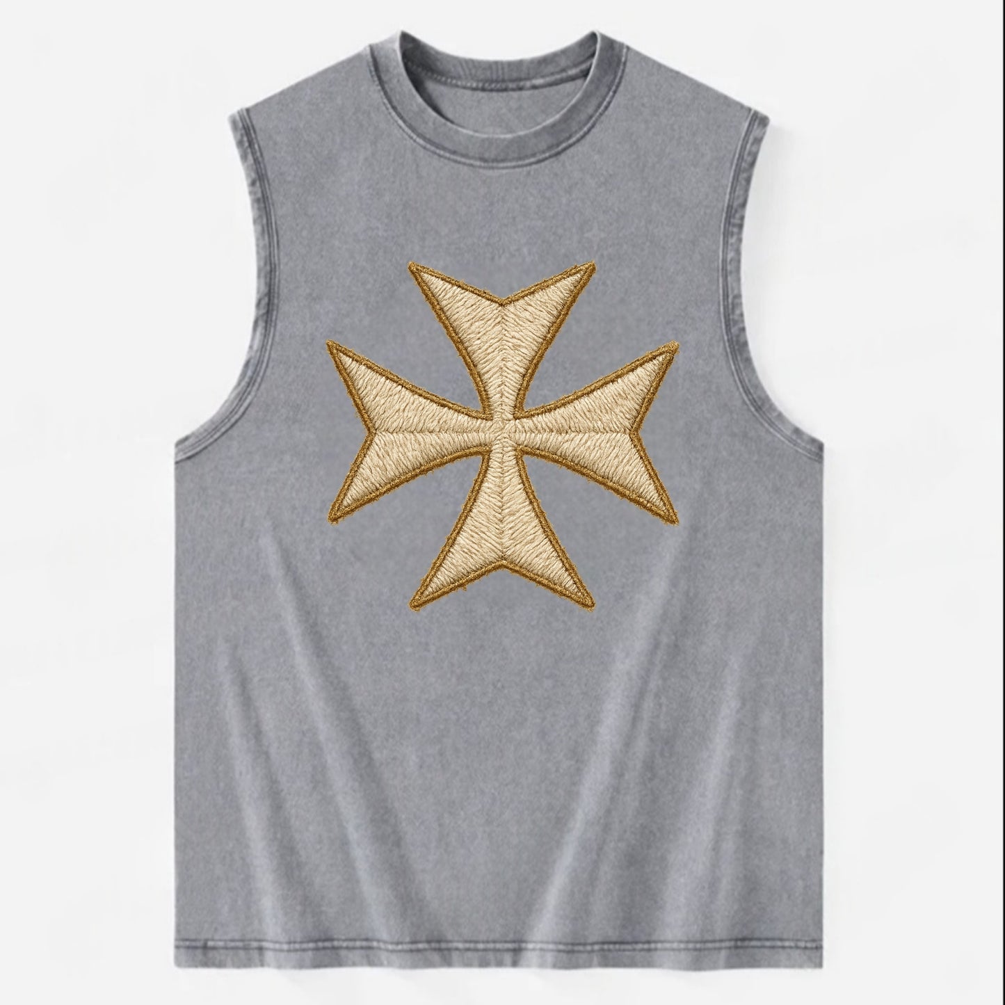 Hospitaller Cross  - Vintage Washed Tank - Grey