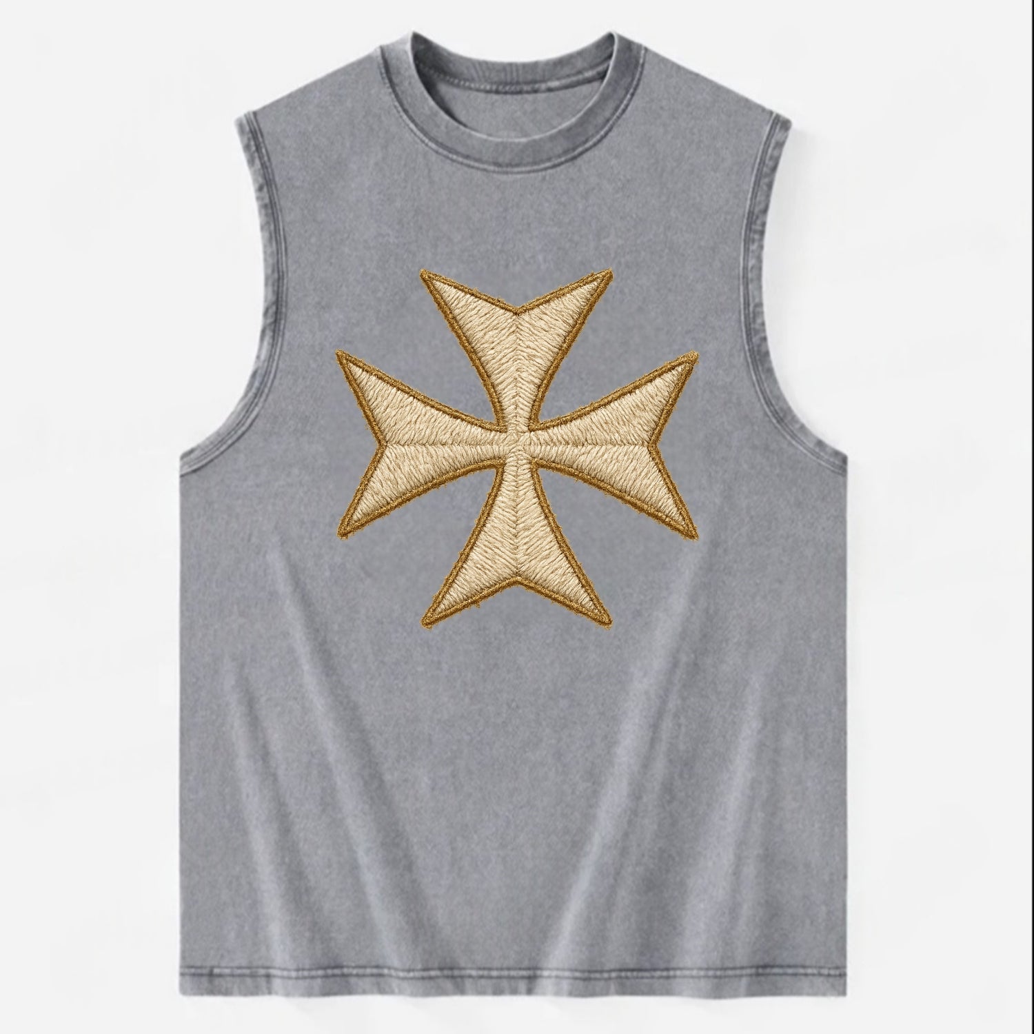 Hospitaller Cross  - Vintage Washed Tank - Grey