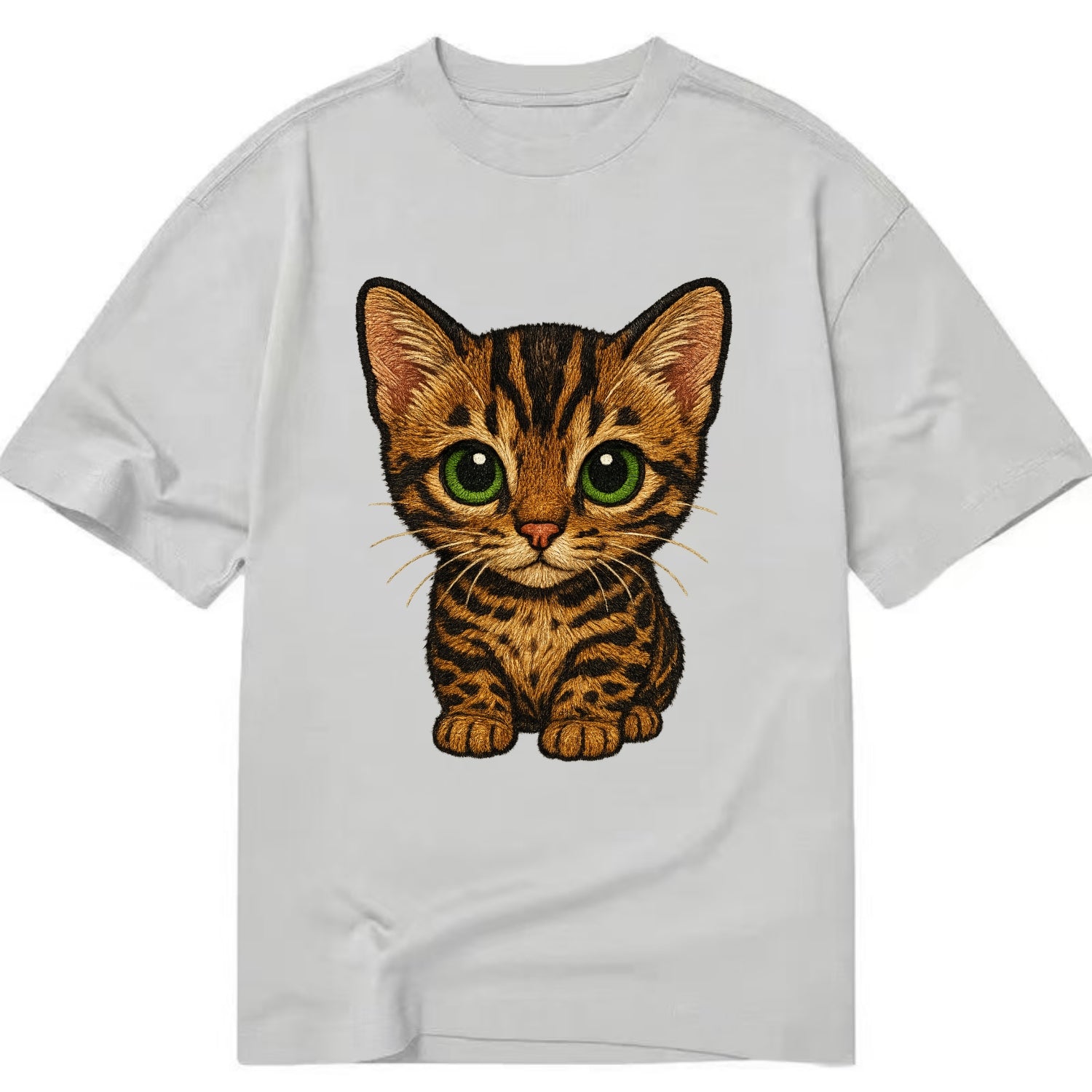 Baby Bengal Kitten - spotted/marbled wild coat, green eyes, athletic build, - Classic T-shirt - Grey