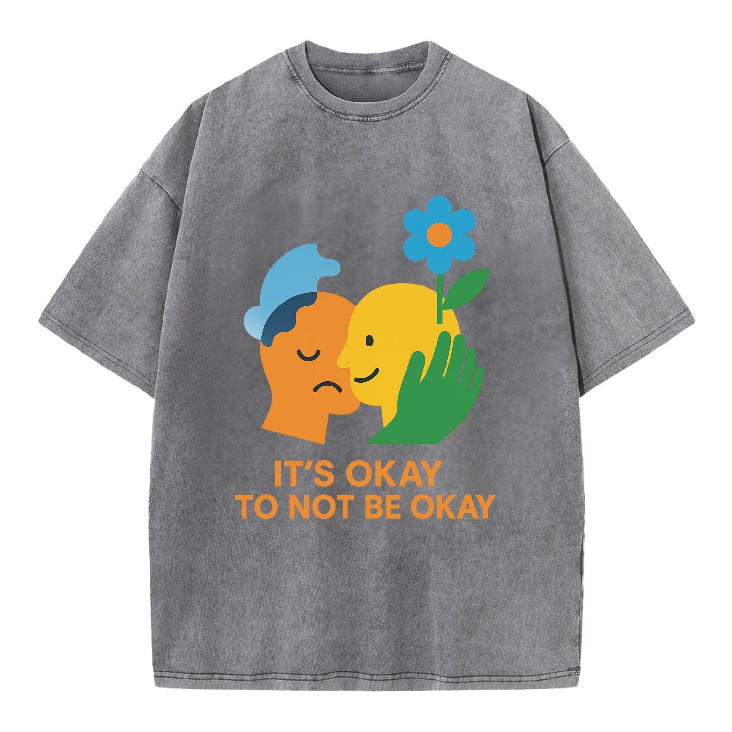 Mental health stigma fading as support grows - "It's Okay to Not Be Okay" - - Vintage T-shirt - Grey