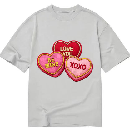 VALENTINES HEARTS - candy hearts in pink and red , love day - Classic T-shirt - Grey