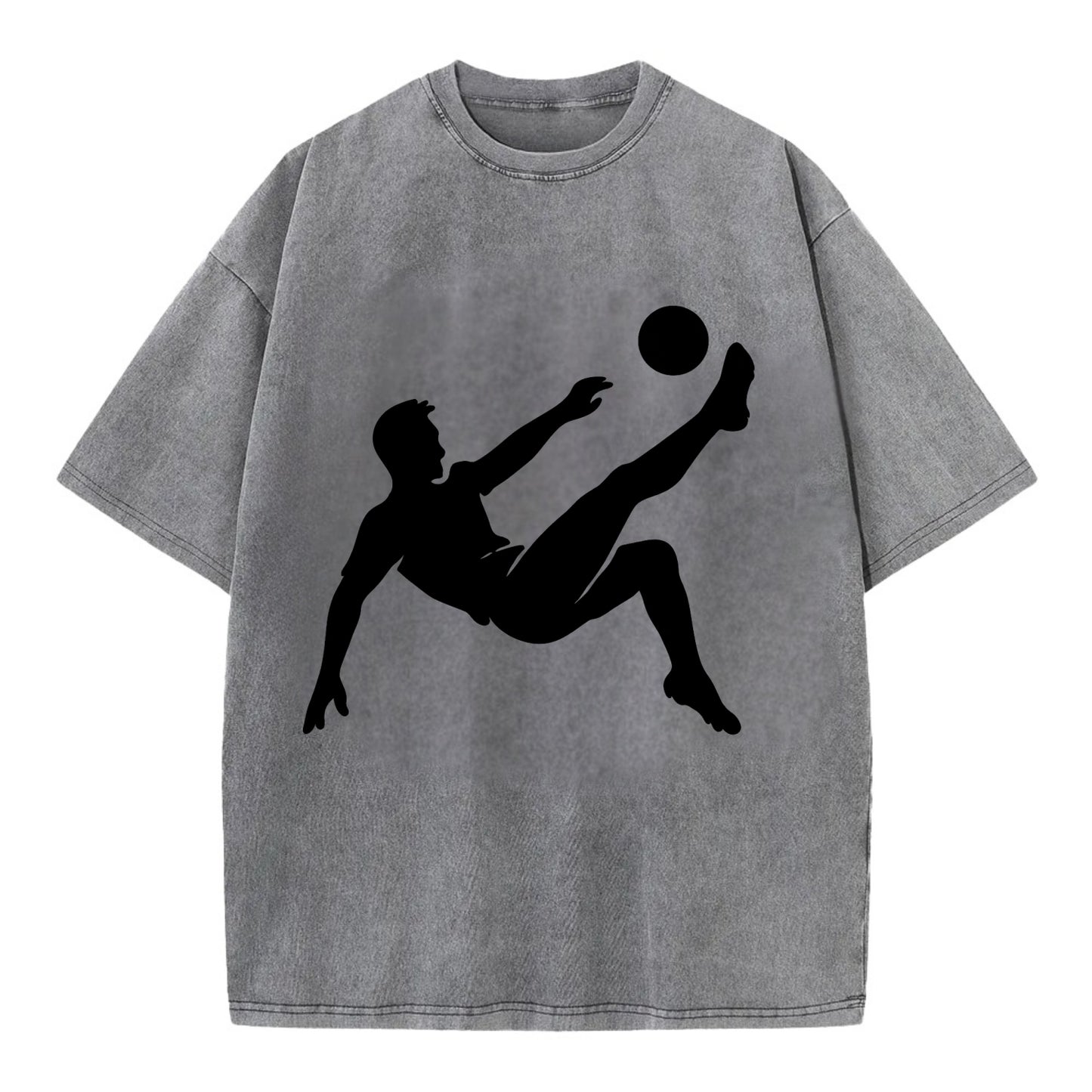Soccer player kicking ball mid-air - Vintage T-shirt - Grey