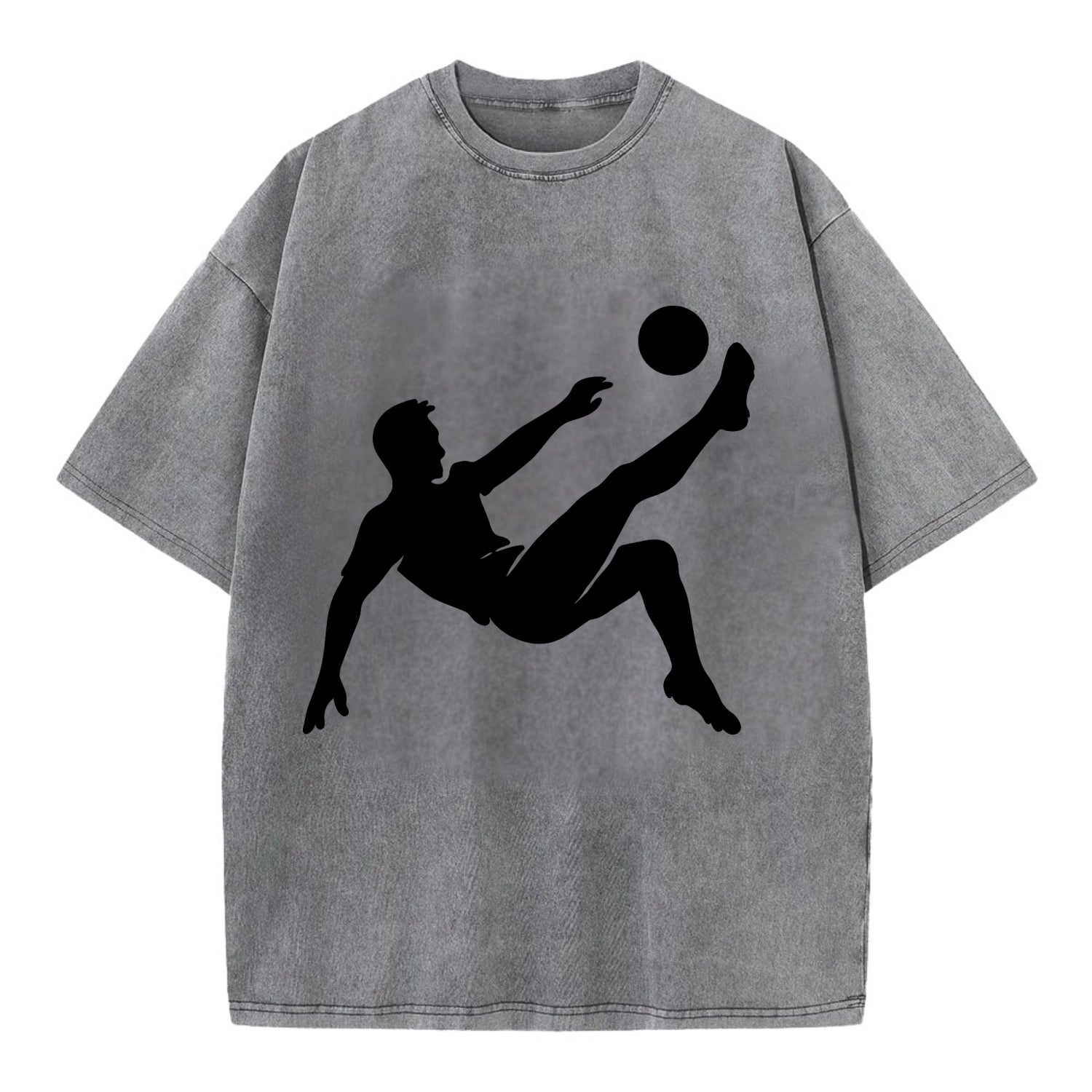 Soccer player kicking ball mid-air - Vintage T-shirt - Grey