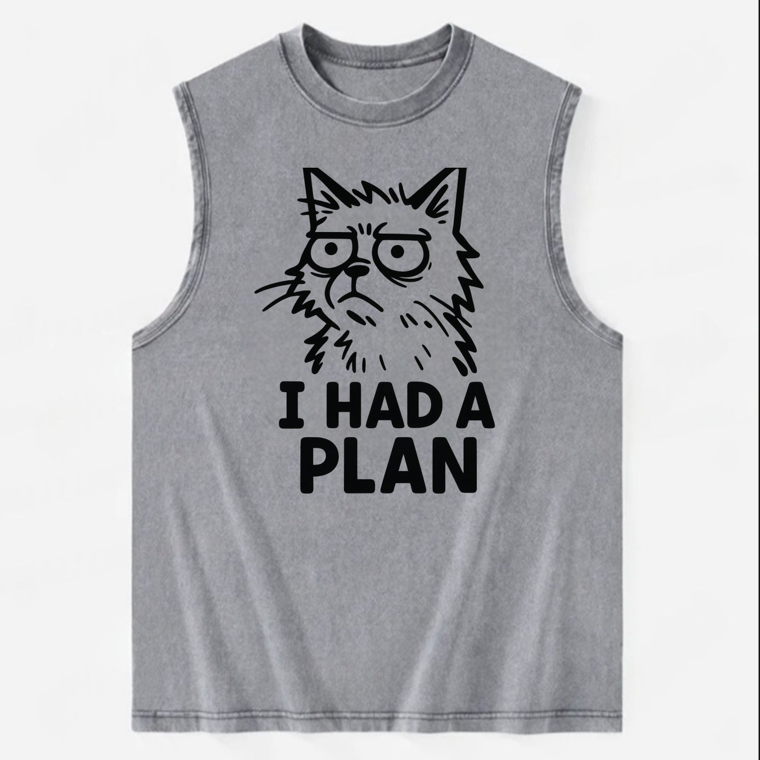Existential Crisis Cat - Vintage Washed Tank - Grey