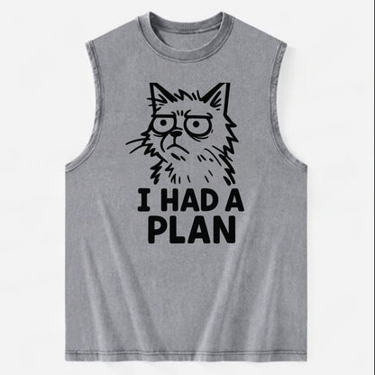 Existential Crisis Cat - Vintage Washed Tank - Grey