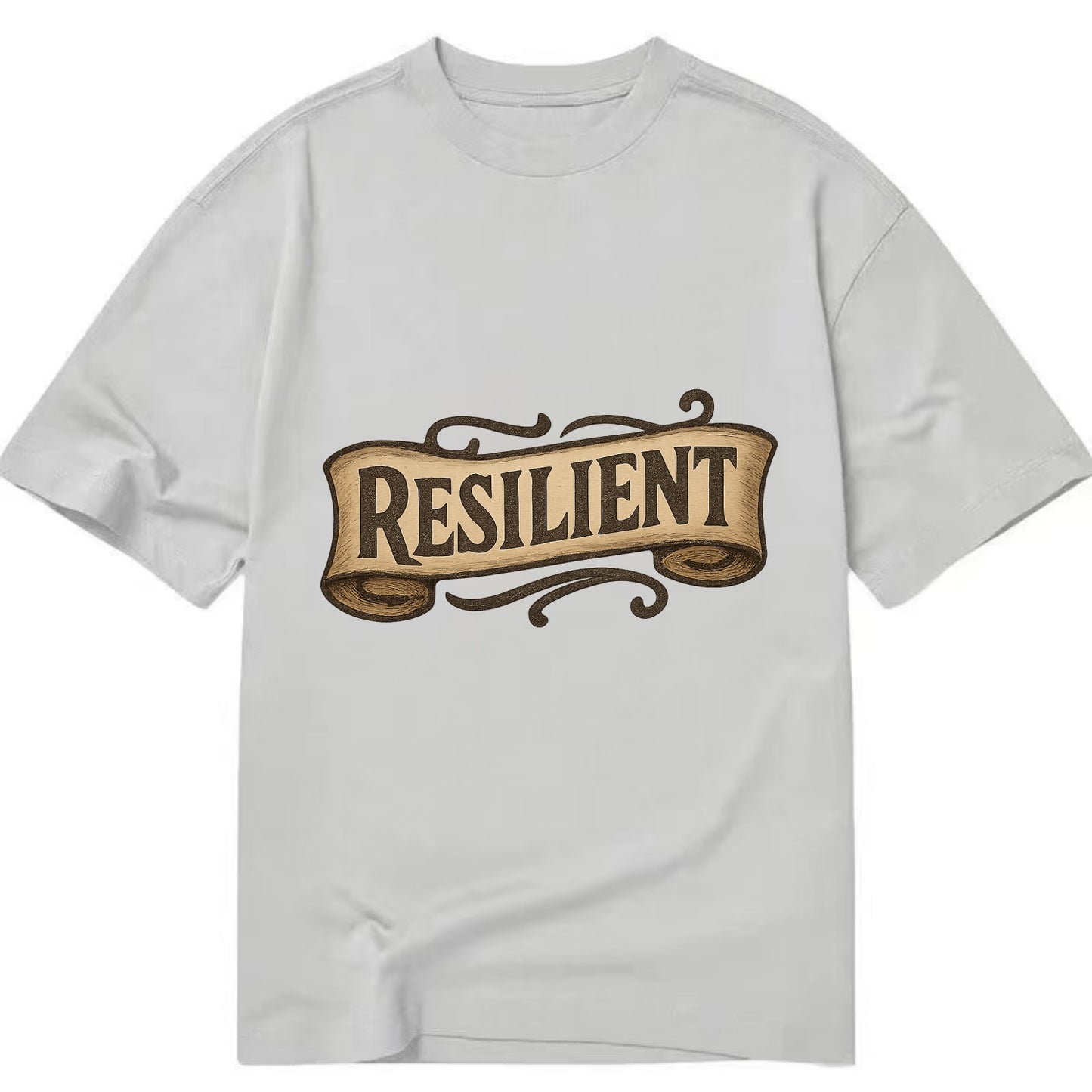 Bold typography design - "RESILIENT" - bouncing back, unbreakable spirit - Classic T-shirt - Grey