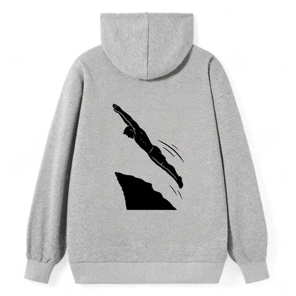 Cliff diver perfect form - Classic Pullover Hoodie - Grey