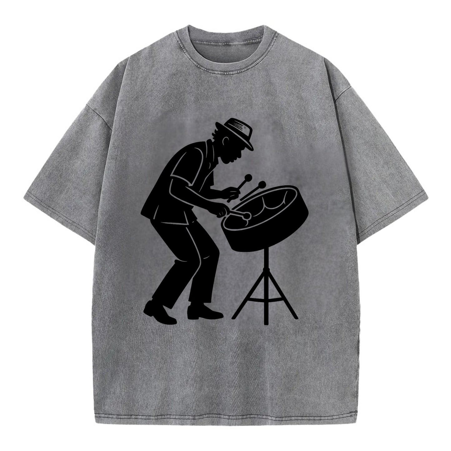 Steel drum player Caribbean rhythm - Vintage T-shirt - Grey