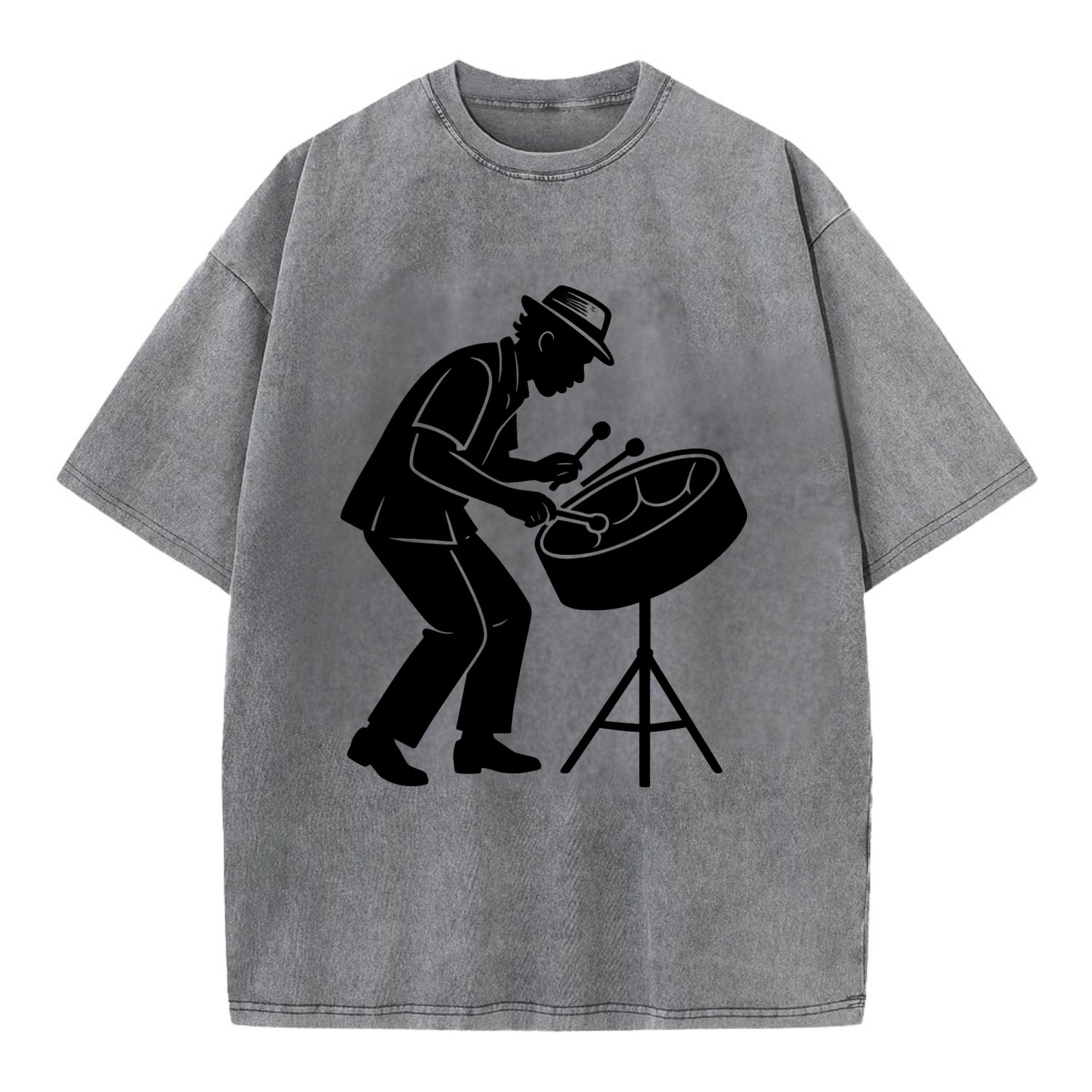 Steel drum player Caribbean rhythm - Vintage T-shirt - Grey