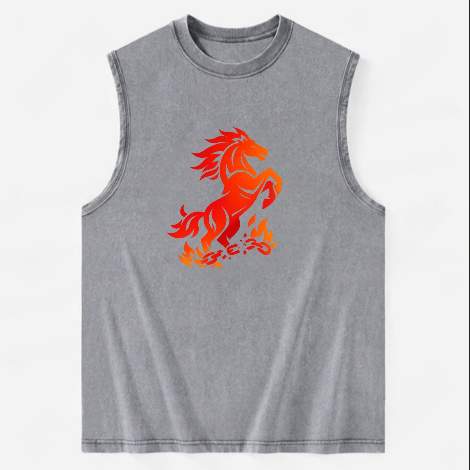 FREEDOM FLAMES | Wild horse breaking fire chains | Liberation | Barriers - Vintage Washed Tank - Grey