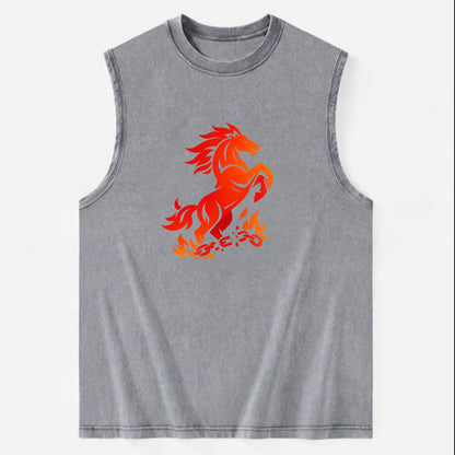 FREEDOM FLAMES | Wild horse breaking fire chains | Liberation | Barriers - Vintage Washed Tank - Grey