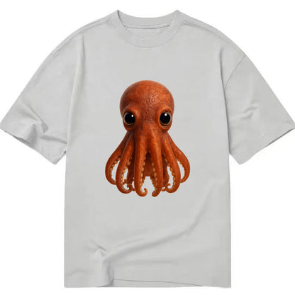 Baby Giant Pacific Octopus - reddish, smaller tentacles, expressive eyes, - Classic T-shirt - Grey