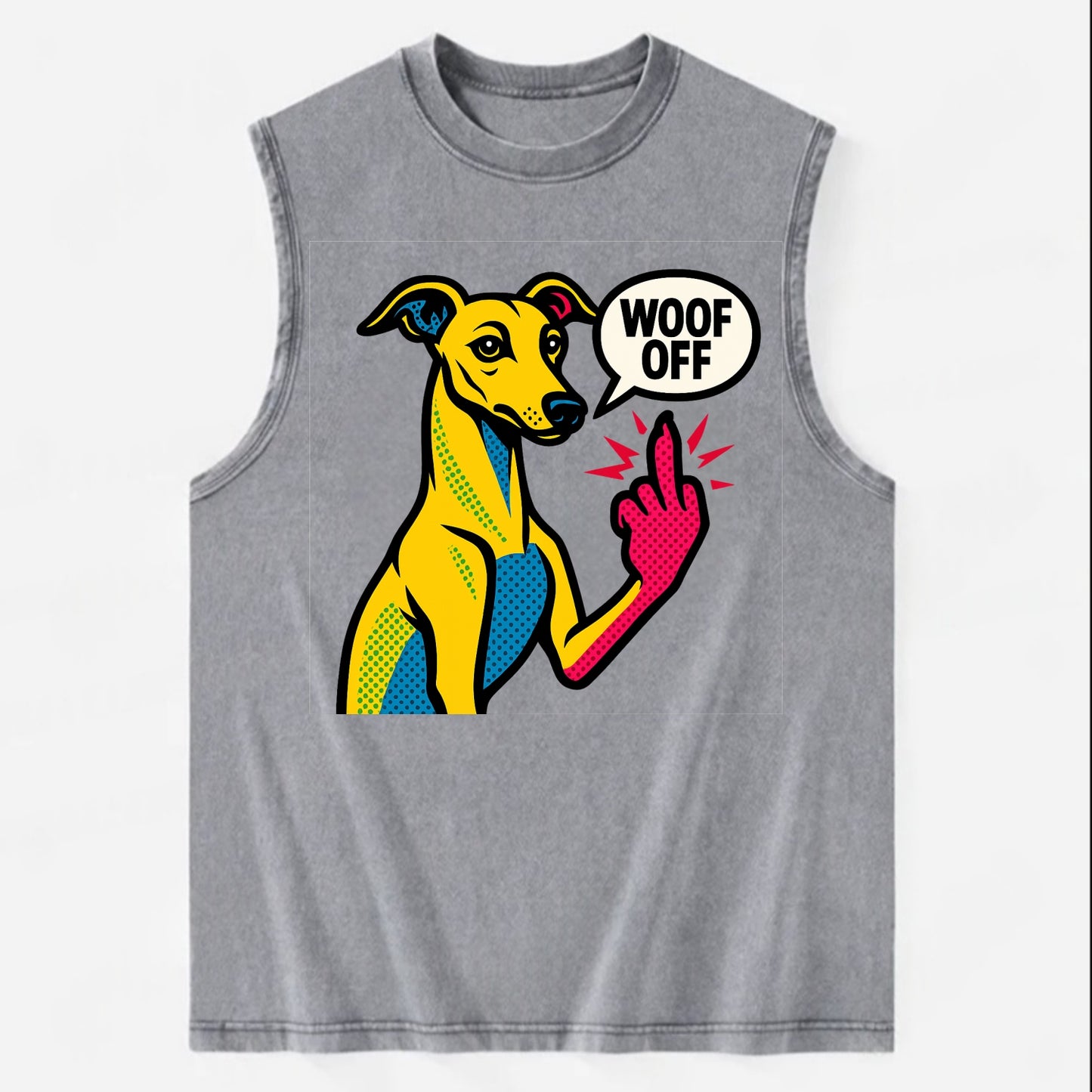 Whippet sleek athletic greyhound-like, elegant long paw giving sass - Vintage Washed Tank - Grey