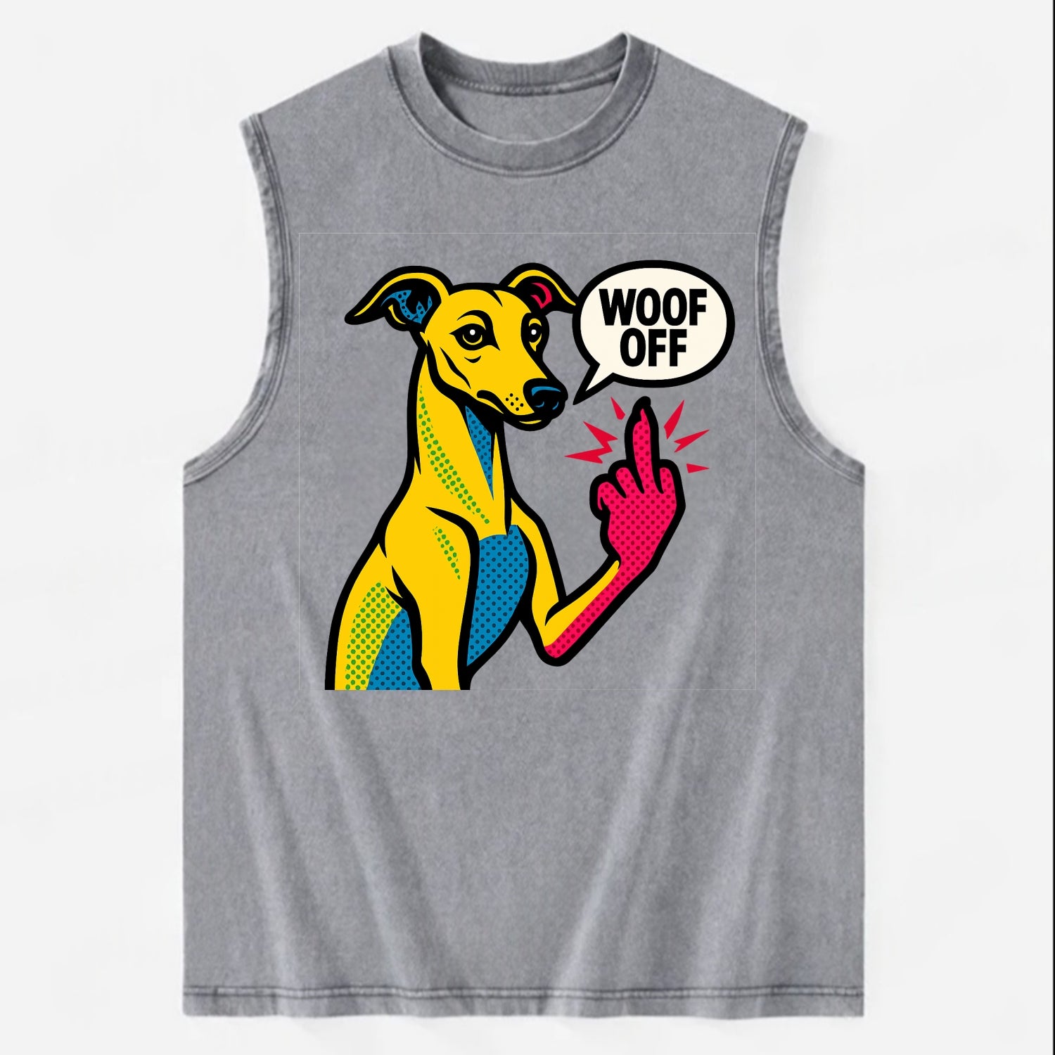 Whippet sleek athletic greyhound-like, elegant long paw giving sass - Vintage Washed Tank - Grey