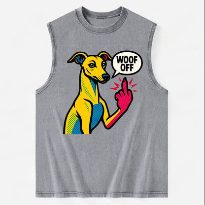 Whippet sleek athletic greyhound-like, elegant long paw giving sass - Vintage Washed Tank - Grey