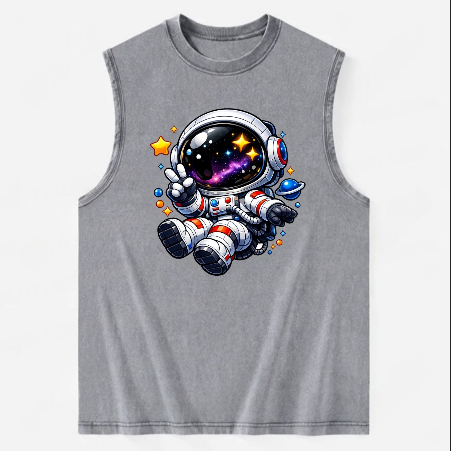 Space Explorer - Vintage Washed Tank - Grey